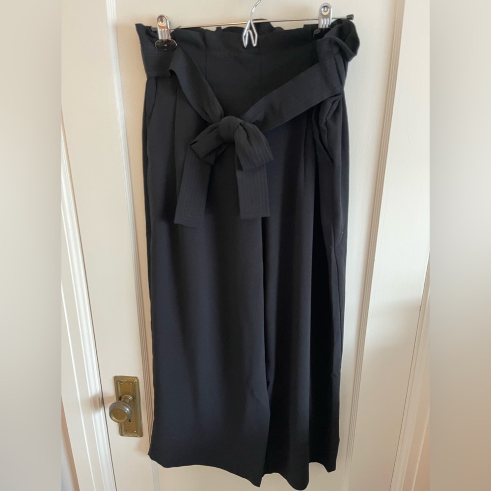 Madewell Black Wide Leg Pants with Tie-Waist